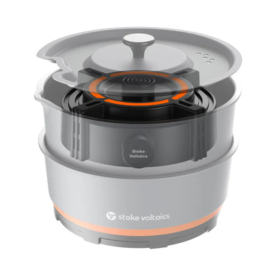 Stoke Voltaics all-purpose kettle pot and cooking system with lid, isolated on white